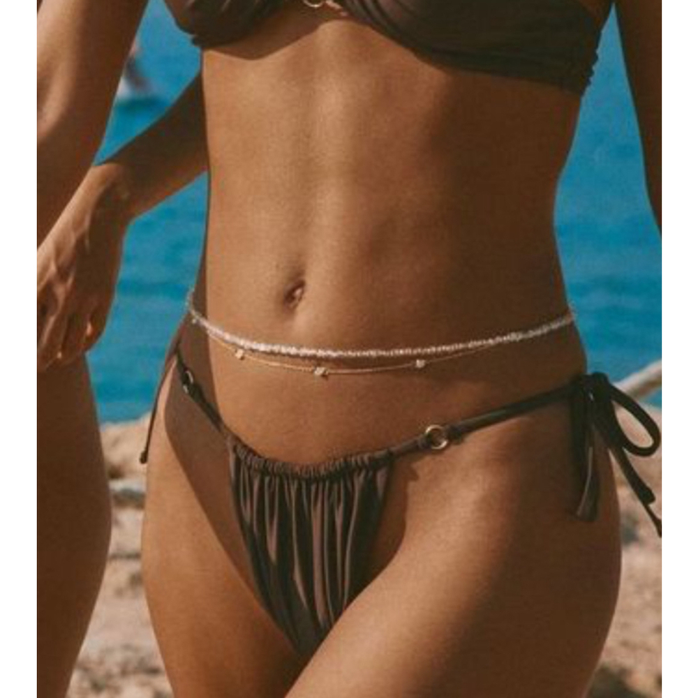 NWT Women’s Glassons TIE SIDE CHEEKY BIKINI BOTTOM size 10 brown / cocoa
